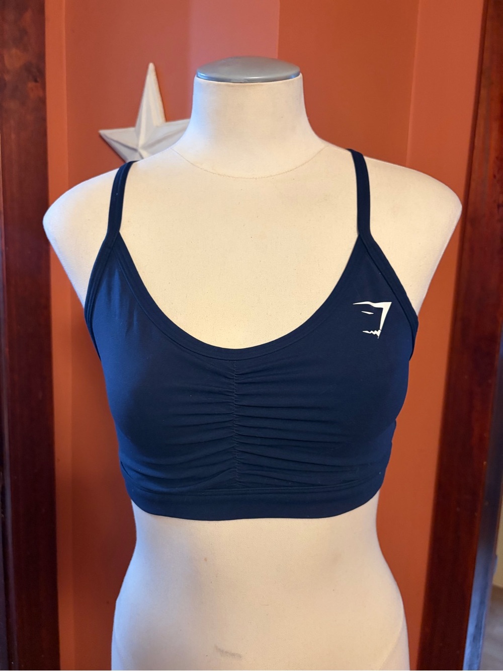 Gymshark Navy Scoop Ruched Sports Bra